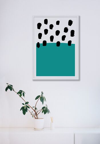 Teal Polka Neon Funk Print - 30 x 40 pouces/75 x 100 cm - Impression uniquement 2