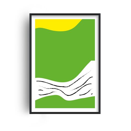 Green Lines Neon Funk Print - A4 (21x29.7cm) - White Frame