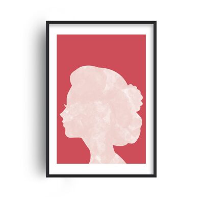 Marble Head Red Print - A2 (42x59.4cm) - White Frame