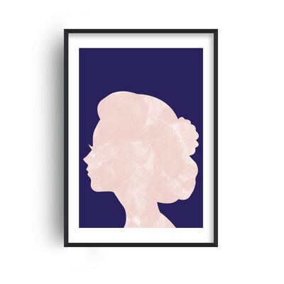 Marble Head Navy Print - A4 (21x29.7cm) - White Frame