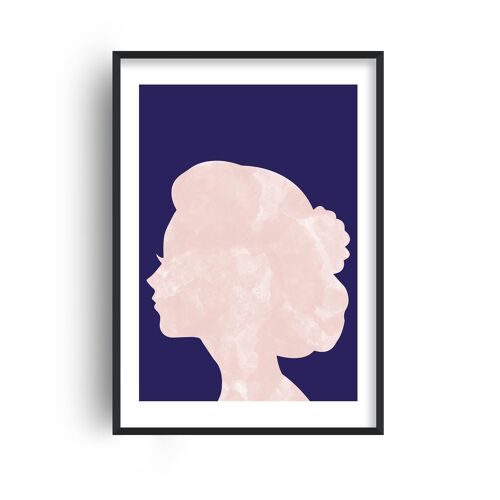 Marble Head Navy Print - 30x40inches/75x100cm - White Frame