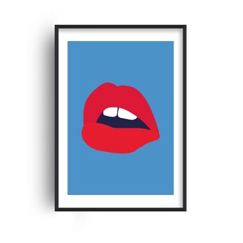 Red Lips Blue Back Print - A2 (42x59,4cm) - Imprimer uniquement 1