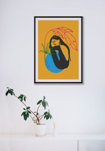 Girl Under Plant Neon Funk Print - A5 (14,7 x 21 cm) - Impression uniquement 3