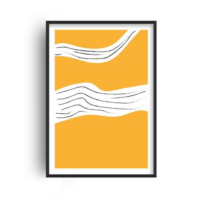 Yellow Lines Neon Funk Print - A2 (42x59.4cm) - White Frame