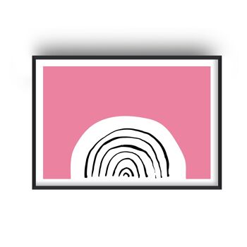 Impression Funk néon arc-en-ciel rose - A4 (21x29,7 cm) - Cadre blanc 1