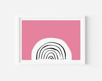 Impression Funk néon arc-en-ciel rose - A4 (21x29,7 cm) - Cadre blanc 2