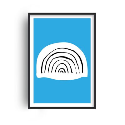 Blue Rainbow Neon Funk Print - A4 (21x29.7cm) - White Frame