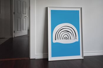 Blue Rainbow Neon Funk Print - A2 (42x59,4cm) - Cadre Noir 2