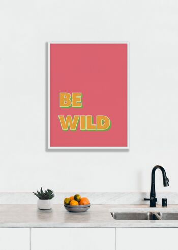 Be Wild Pink Print - A2 (42x59,4cm) - Cadre noir 2