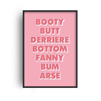 Words For Bum Pink and Coral Print - 20x28inchesx50x70cm - Print Only 1