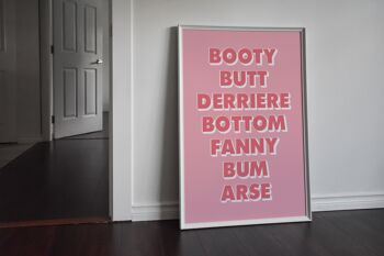 Words For Bum Pink and Coral Print - 20x28inchesx50x70cm - Print Only 2