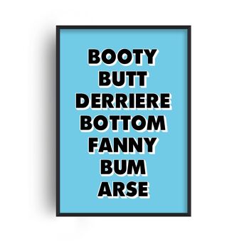 Words For Bum Blue Print - A4 (21x29,7cm) - Cadre Noir 1