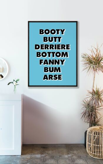 Words For Bum Blue Print - A4 (21x29,7cm) - Cadre Noir 3