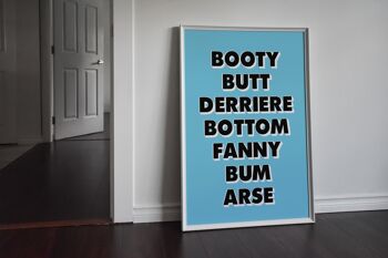 Mots Pour Bum Imprimé Bleu - 30x40inches/75x100cm - Cadre Blanc 2