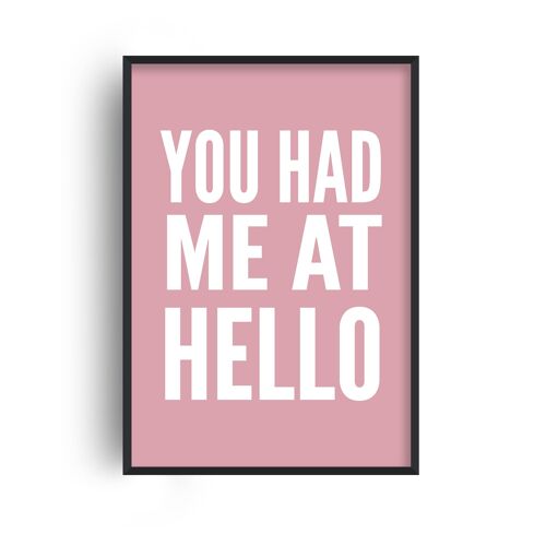 You Had Me At Hello Pink and White Print - A2 (42x59.4cm) - Print Only