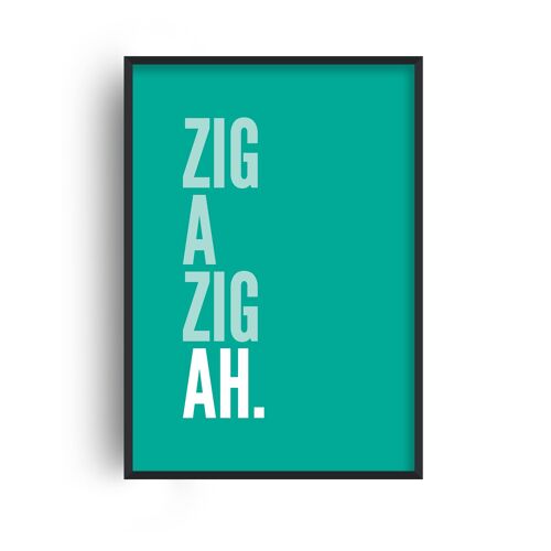 Zig a Zig Ah Teal Print - A3 (29.7x42cm) - Black Frame