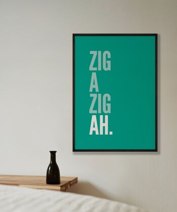 Zig a Zig Ah Teal Print - 30x40inches/75x100cm - Cadre Noir 3