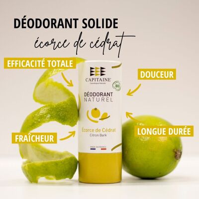 Organic solid deodorant stick - Citron bark - 60g