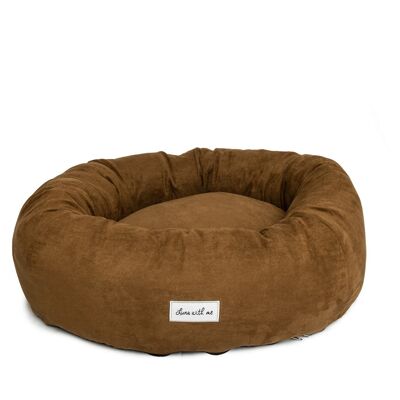 Cama redonda para perros con forma de rosquilla de lujo - Café