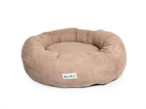 Luxury Donut Round Dog Bed - Beige