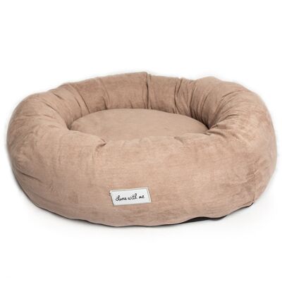 Luxury Donut Round Dog Bed - Beige