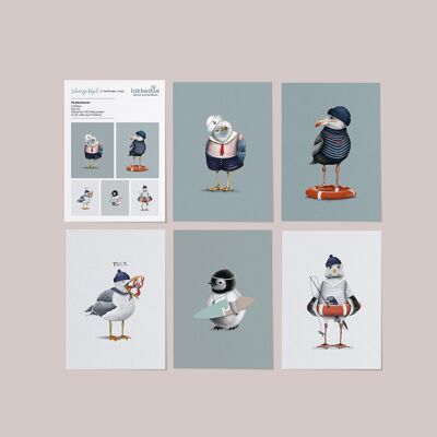 Set de cartes postales // Oiseaux étranges - Hamburger Jungs