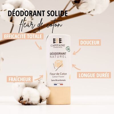 Organic solid deodorant - Bicarbonate Free - Cotton Flower - 60g