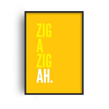 Zig a Zig Ah Imprimé Jaune - 20x28 poucesx50x70cm - Cadre Noir 1