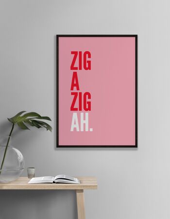 Zig a Zig Ah Impression Rose - A3 (29,7x42cm) - Cadre Noir 2