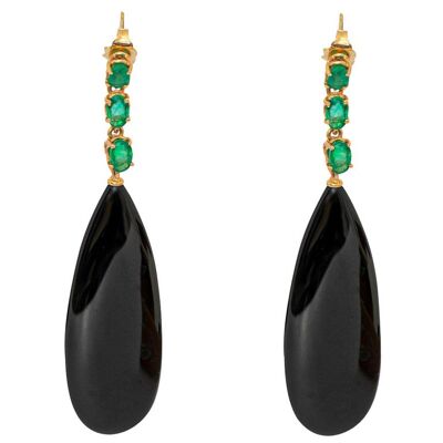 Agate and Emeralds Earrings