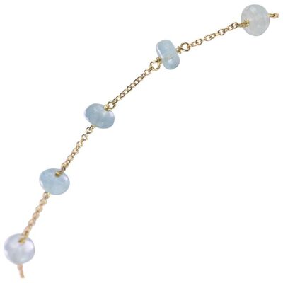 Aquamarine Rondelle Chain Bracelet