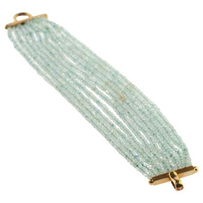 Aquamarine Rondelle Gold Clamper Bracelet