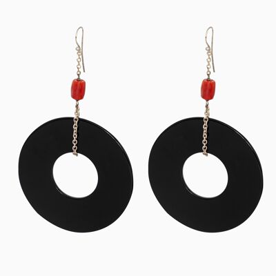Black Agate Donut Earrings