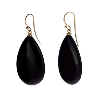 Black Agate Flat Earrings