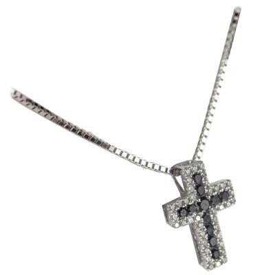 Black Diamonds Cross Pendant Chain Necklace
