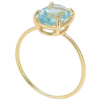 Blue Topaz Gold Oval Ring