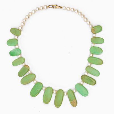 Chrysoprase and Pearl Necklace