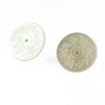 Coin Carved Flower Earrings