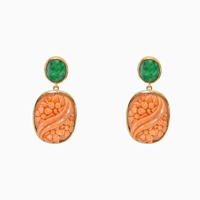 Coral and Jade Earrings