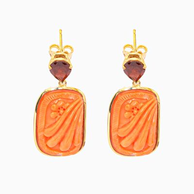 Coral Cammeo Earrings