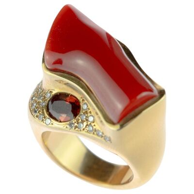 Coral Garnet Bold Ring