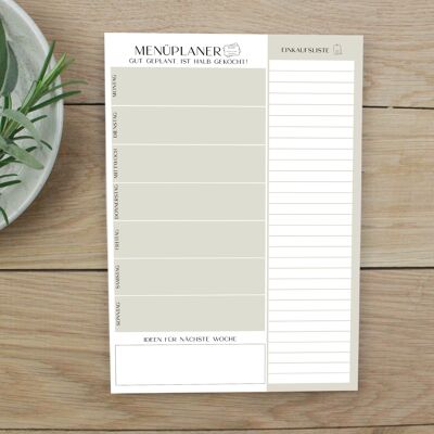 Menu planner DIN A5 - 50 sheets | Meal Planner | Weekly planner food | Notepad | Shopping list | Menu