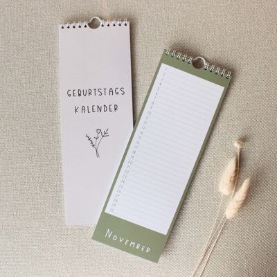 Birthday calendar, perpetual calendar, perpetual calendar, undated calendar