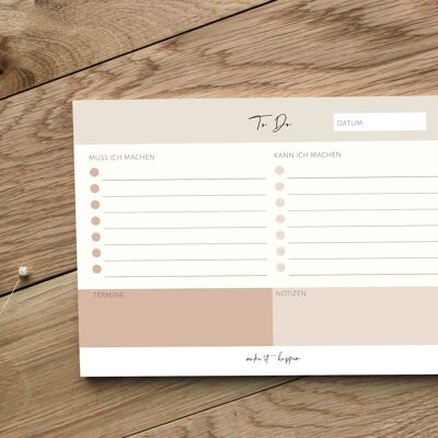 To Do Pad DIN A5 - 50 sheets | Exercise block | Notepad | Office | Home office | Daily planner | Weekly planner