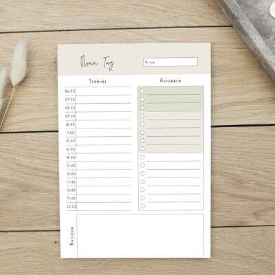 Daily planner DIN A5 - 50 sheets | daily planner | Home office planner | To-do list | Timetable