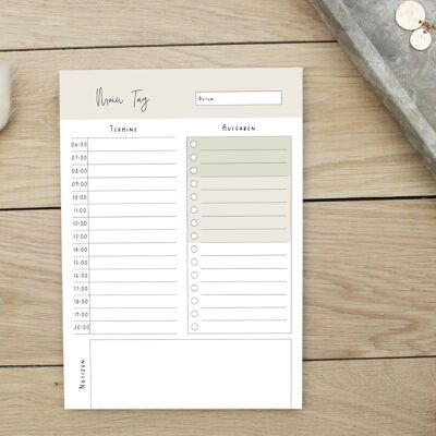 Daily planner DIN A5 - 50 sheets | daily planner | Home office planner | To-do list | Timetable