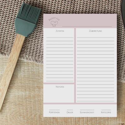 Recipe pad A5 on extra strong paper | Recipe collection | Recipe template | DIN A5 on extra strong paper | notepad