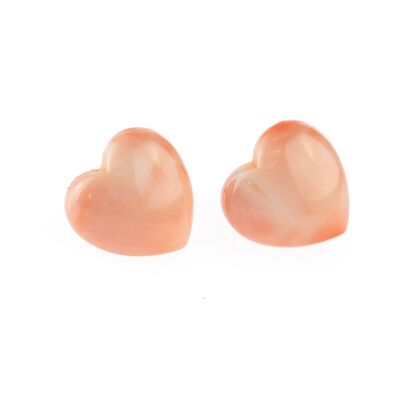 Coral Heart Stud Earrings