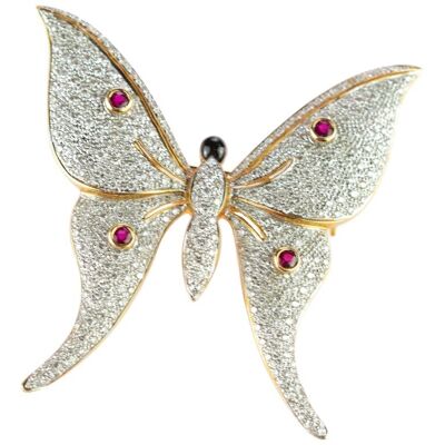 Diamond Butterfly Gold Brooch