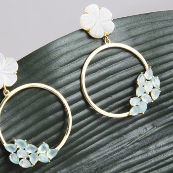 Boucles d'oreilles marguerite aigue-marine 3